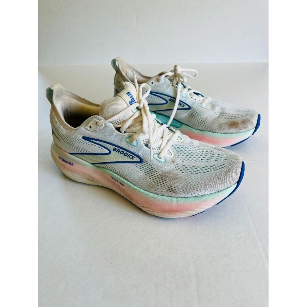 Brooks Women's Sz 11 USA Glycerin GTS 22 Running Shoes Limpet shell Amparo Blue